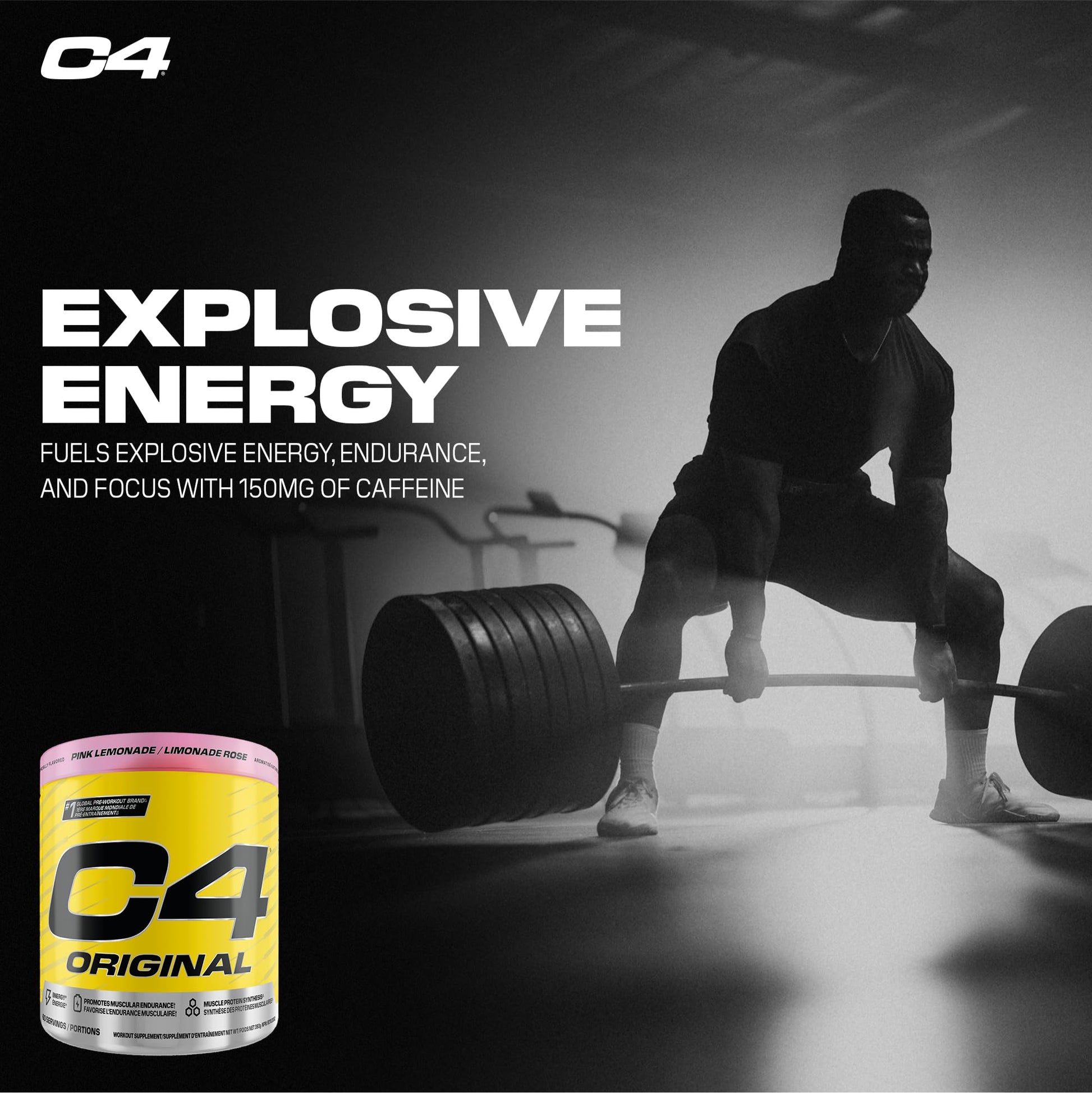 Cellucor C4 Original Pre Workout Powder - Sugar Free Preworkout Energy for Men & Women - 150mg Caffeine, Beta Alanine, Creatine - Pink Lemonade, 60 Servings Cellucor