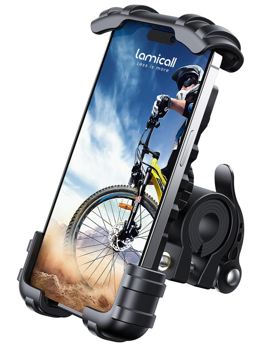 Lamicall Bike Phone Mount, Motorcycle Phone Holder - Motorcycle Bicycle Cell Phone Mount Clamp for Handlebar, Cycling Mount for iPhone 17 Pro Air, 16 Pro 15 Pro Max S25 S26+, 4.7-6.8" Smartphone