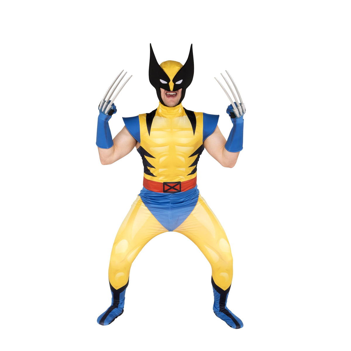 MARVEL Wolverine Official Adult Deluxe Zentai Halloween Costume-Deluxe Spandex Suit with Gloves X-Large