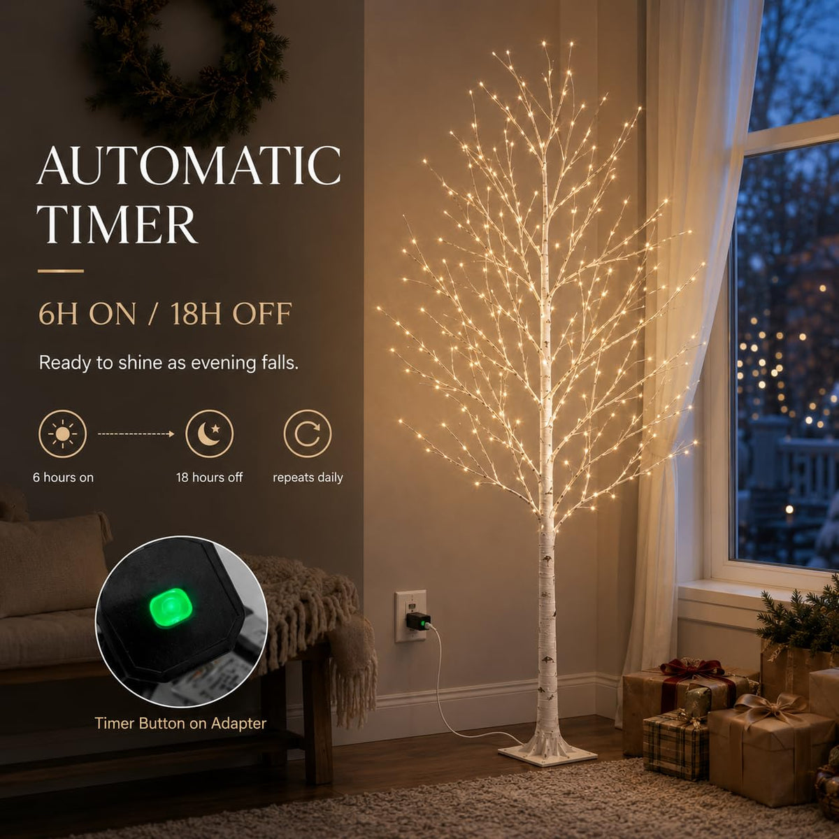 EAMBRITE Christmas Decor, 2 Pack Lighted Birch Tree Indoor Outdoor Decorations, 5FT 6FT Prelit Artificial Tree with Timer and Dimmer for Home Room Wedding Christmas Decorations 🍁 All In One Marketplace Canada