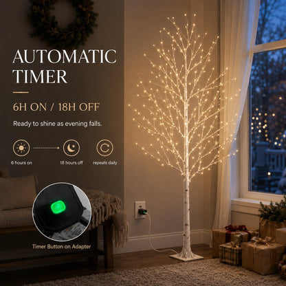 EAMBRITE Christmas Decor, 2 Pack Lighted Birch Tree Indoor Outdoor Decorations, 5FT 6FT Prelit Artificial Tree with Timer and Dimmer for Home Room Wedding Christmas Decorations 🍁 All In One Marketplace Canada