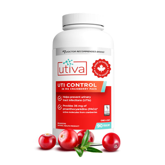 Utiva UTI Control Cranberry PACs - #1 Doctor- Recommended for UTI prevention - 36mg PACs for Urinary Tract Infection Avoidance - Supplement for Urinary Tract Health for Women and Men – Cranberry Extract Pills for urinary & bladder health, 90 Vegi Capsules