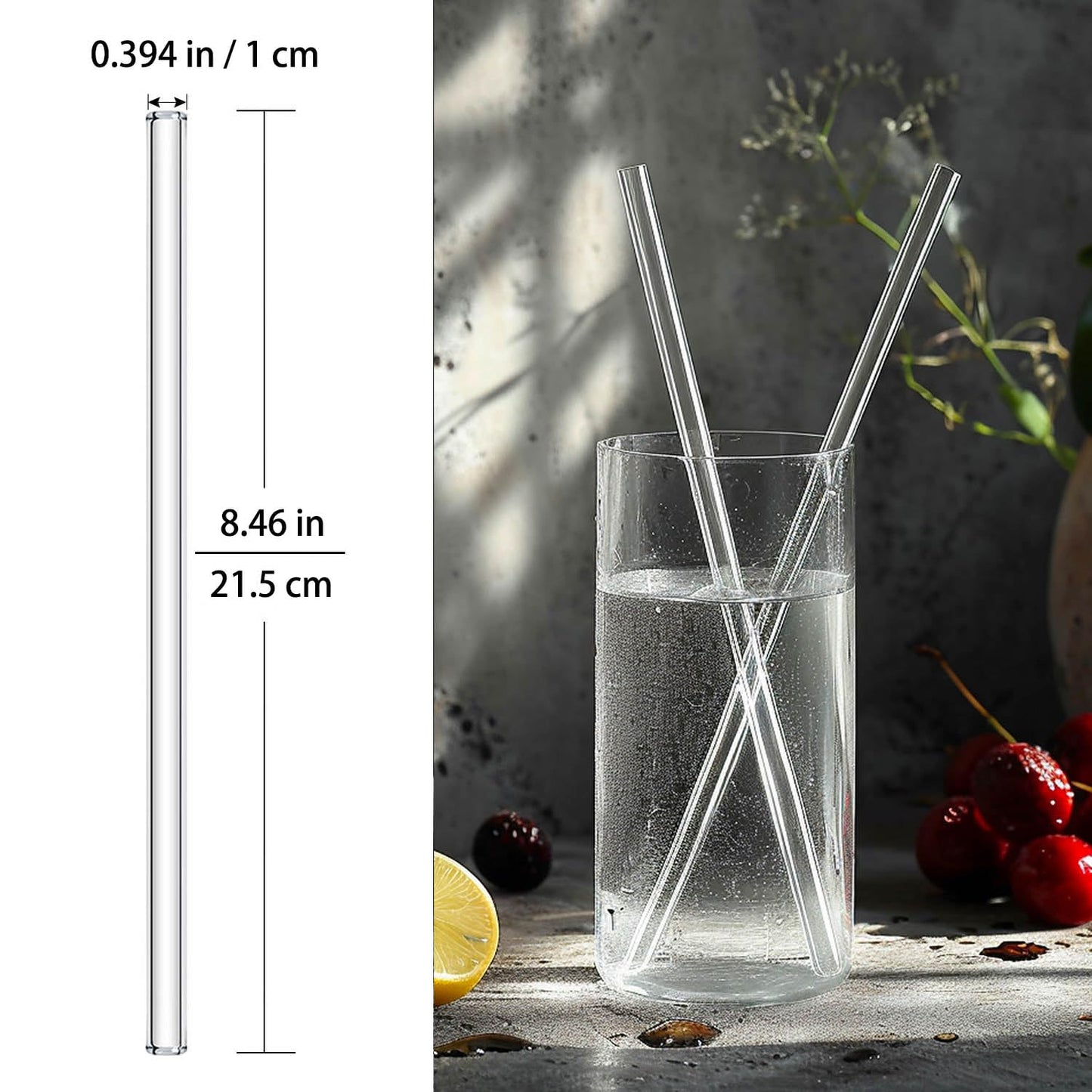 Nafender 10-Pack Glass Straws Reusable Drinking Straw Including 4 Straight and 4 Bent Straws & 2 Extra Wide Smoothie Straw with 2 Cleaning Brushes - Available at All In One Marketplace Canada