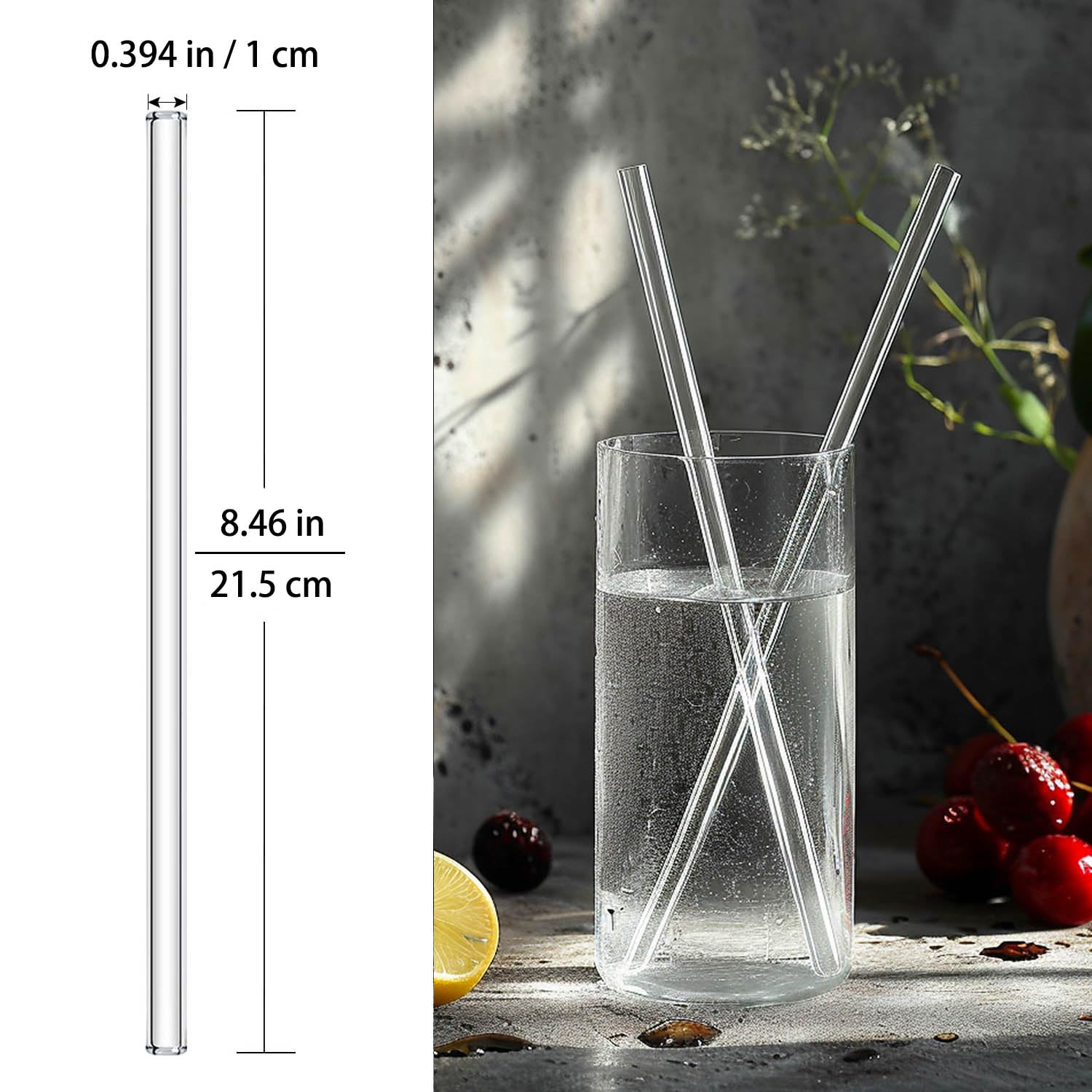 Nafender 10-Pack Glass Straws Reusable Drinking Straw Including 4 Straight and 4 Bent Straws & 2 Extra Wide Smoothie Straw with 2 Cleaning Brushes - Available at All In One Marketplace Canada