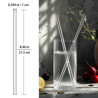 Nafender 10-Pack Glass Straws Reusable Drinking Straw Including 4 Straight and 4 Bent Straws & 2 Extra Wide Smoothie Straw with 2 Cleaning Brushes - Available at All In One Marketplace Canada