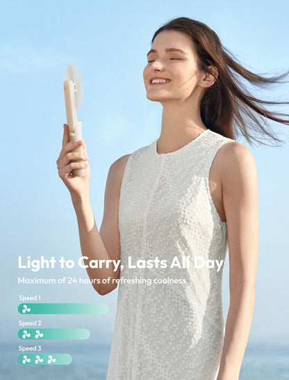 Aecooly Slim Handheld Fan, Thin Portable Fan, USB Rechargeable Mini Personal Fan [24H Max Cooling Time], Battery Powered Small Foldable Pocket Fan for Travel, Summer, Gifts for Women, Girls -Beige - Available at All In One Marketplace Canada