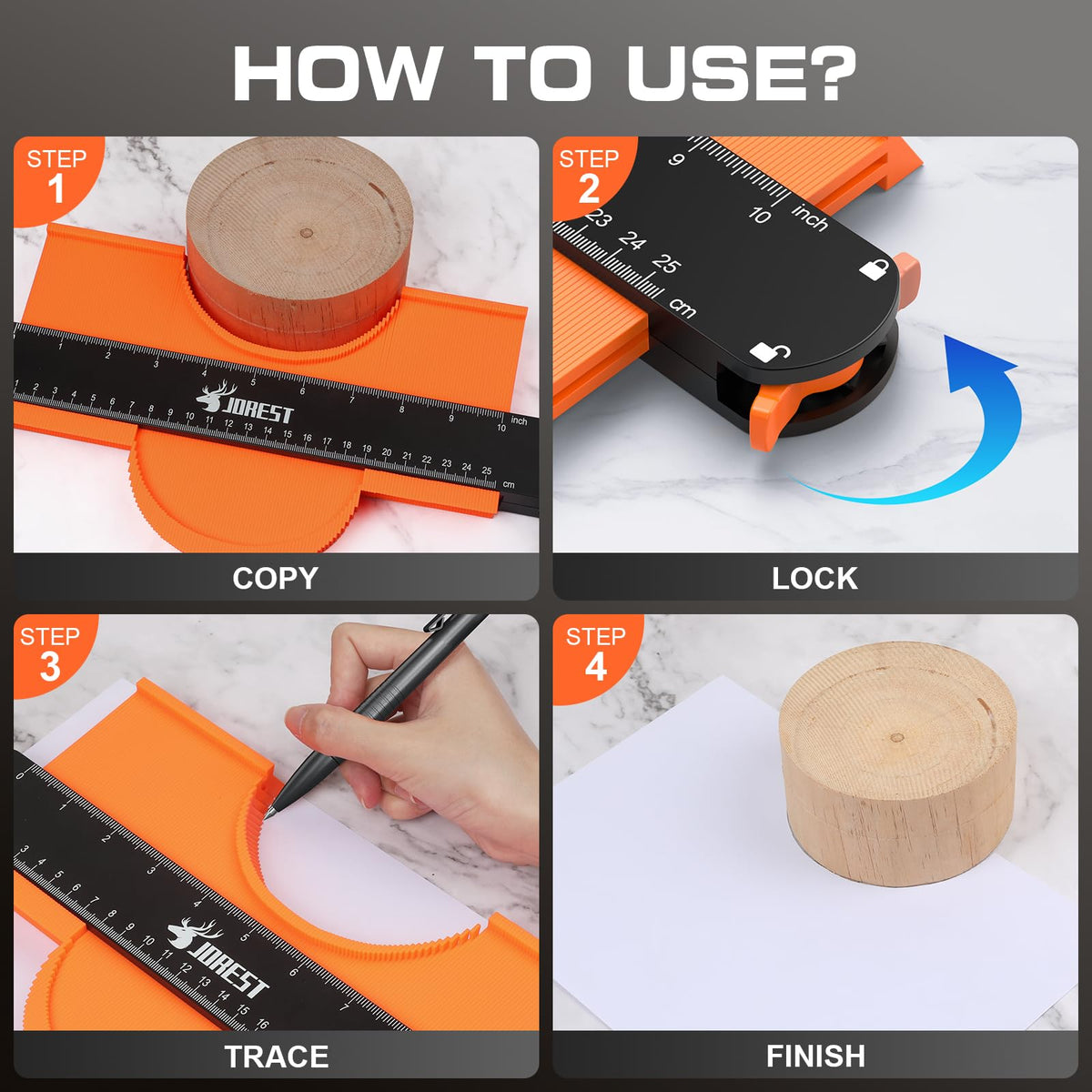 JOREST Profile Gauge Christmas Gifts Ideas (10 Inch), Stocking Stuffers for Men Dad Husband Him, Super Contour Duplicator with Lock, Shape Outline Tool for Woodworking, Tile Flooring, Angle Measuring 🍁 All In One Marketplace Canada