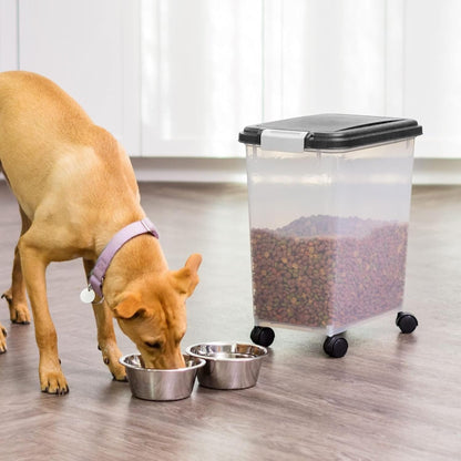 IRIS USA WeatherPro Airtight Pet Food Storage Container, 13.6 kg, Black