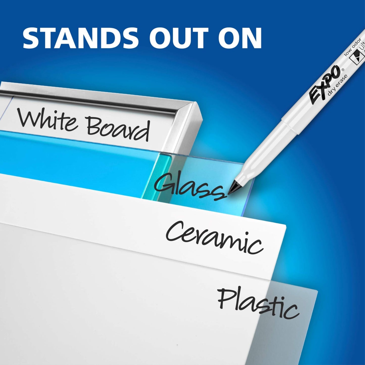 EXPO Dry Erase Markers, Low Odour Ink, Assorted Colours, Ultra Fine Tip, 8 Count