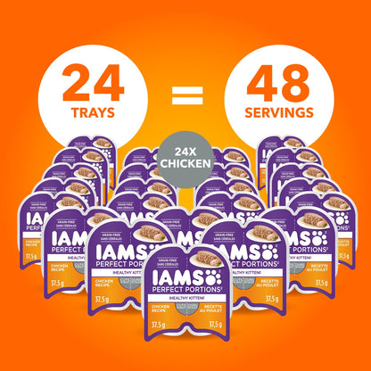 IAMS PERFECT PORTIONS Kitten Wet Cat Food, Chicken Flavour, 75g (24 pack)