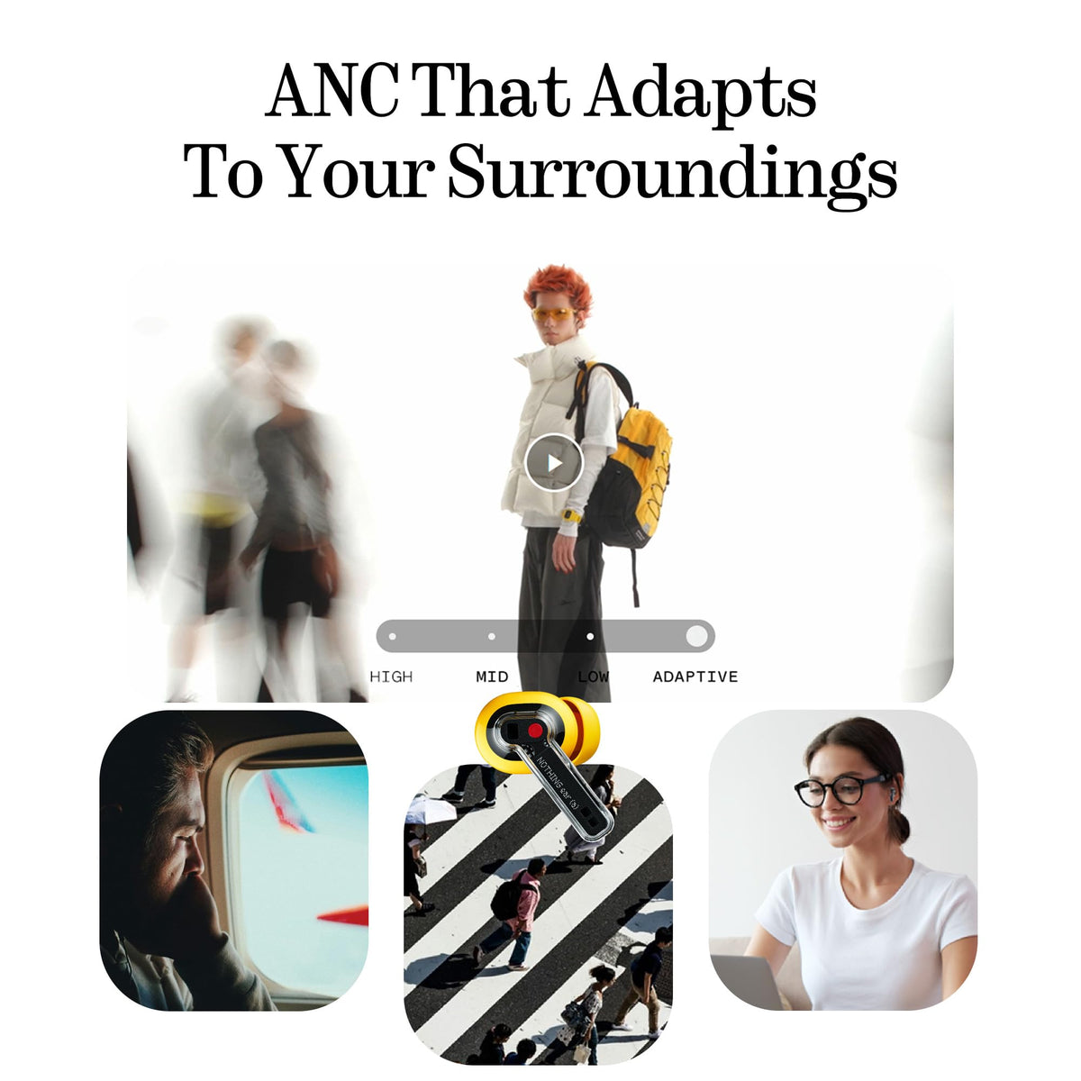 Nothing Ear (a) Wireless Earbuds, 45dB Hybrid Noise Cancelling Earbuds, Hi-Res Audio, Advanced Equaliser, Dual Connect, 6 Mics, 42.5H Playtime Ear Buds Wireless Bluetooth, Yellow