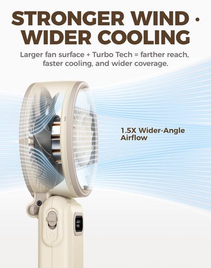 Diveblues Portable Hand Fan - Mini USB Rechargeable Handheld Fan Up to 12 Hours Cooling, 1-100 Speed Personal Fan with Turbo Airflow, 180° Foldable Desk Fan for Office & Bedroom & Travel & Commuting - Available at All In One Marketplace Canada