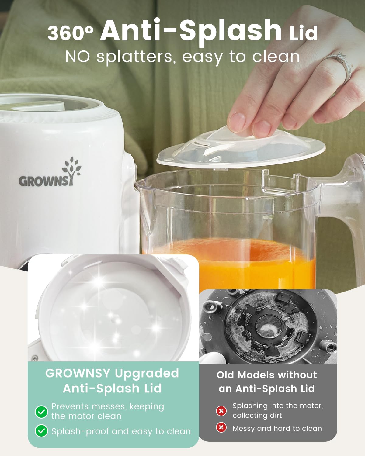 Grownsy Baby Food Maker with Steam Basket, One Step Baby Food Processor Steamer Puree Blender Grinder Mills Machine, Auto Cooking Grinding and Sterilizing for Healthy Homemade Food, BPA-Free