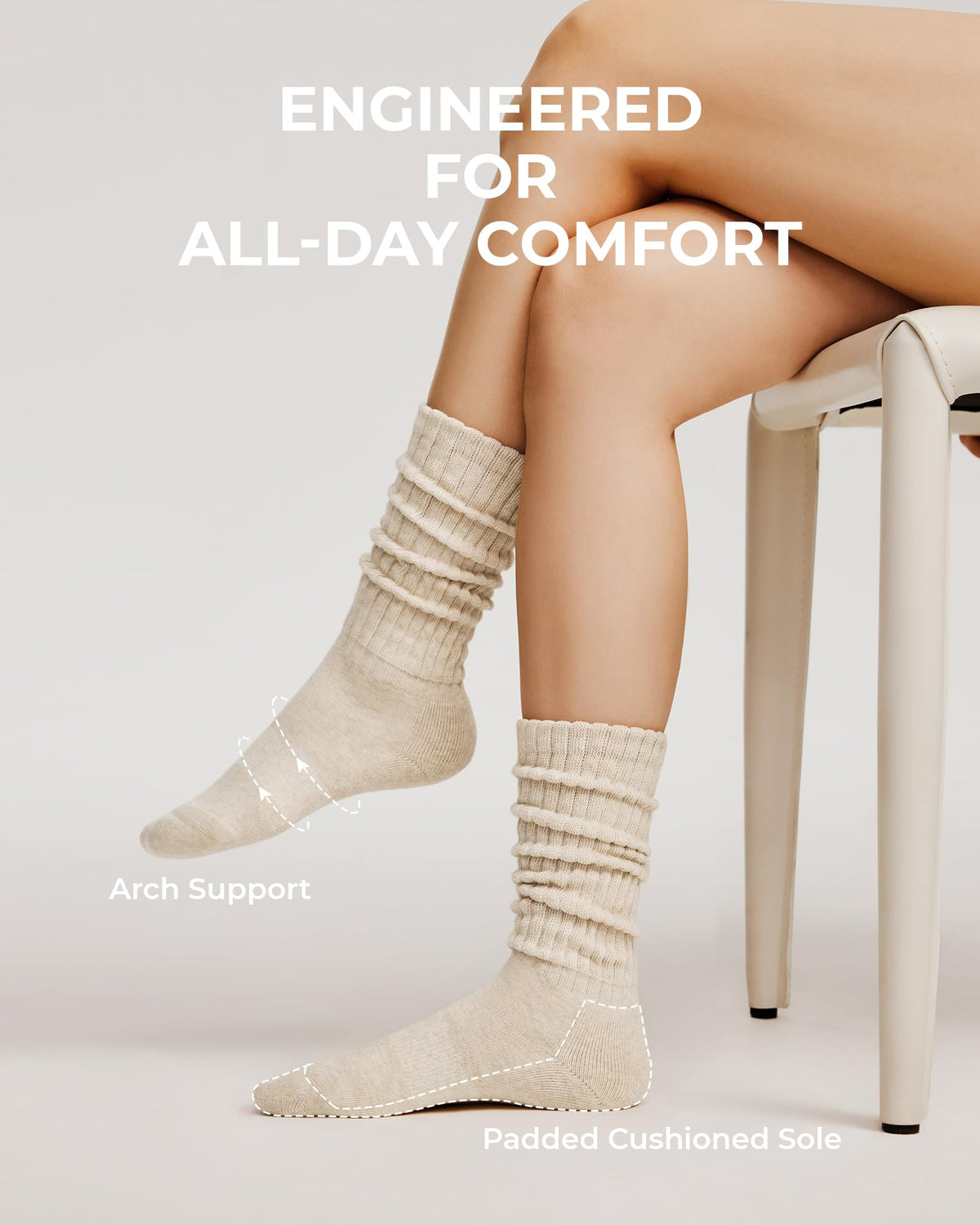 Fitrell Slouch Socks for Women, Knee High Scrunch Tube Boot Socks 3 Pairs 🍁 All In One Marketplace Canada