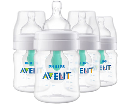 Philips Avent Anti-Colic Bottle with AirFree Vent, 4oz, with Flow 1 Nipples, 0m+, 4pk, Clear, SCY701/04 🍁 All In One Marketplace Canada