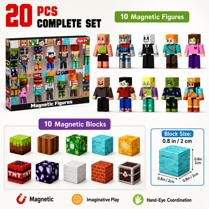 20 PCS Magnetic Action Figures Playset - Magnetic Building Blocks, Magnet Cubes and Rotatable Figures Character Toys for Kids, STEM Toys, Christmas Birthday Gift for 3+ Year Old Boys Girls 🍁 All In One Marketplace Canada