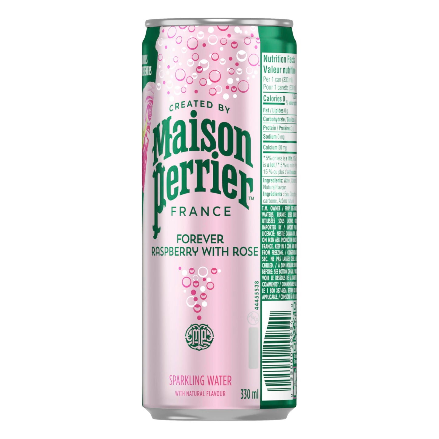 Maison Perrier Forever Raspberry with Rose Sparkling Water – 24 Pack, 330ml Cans