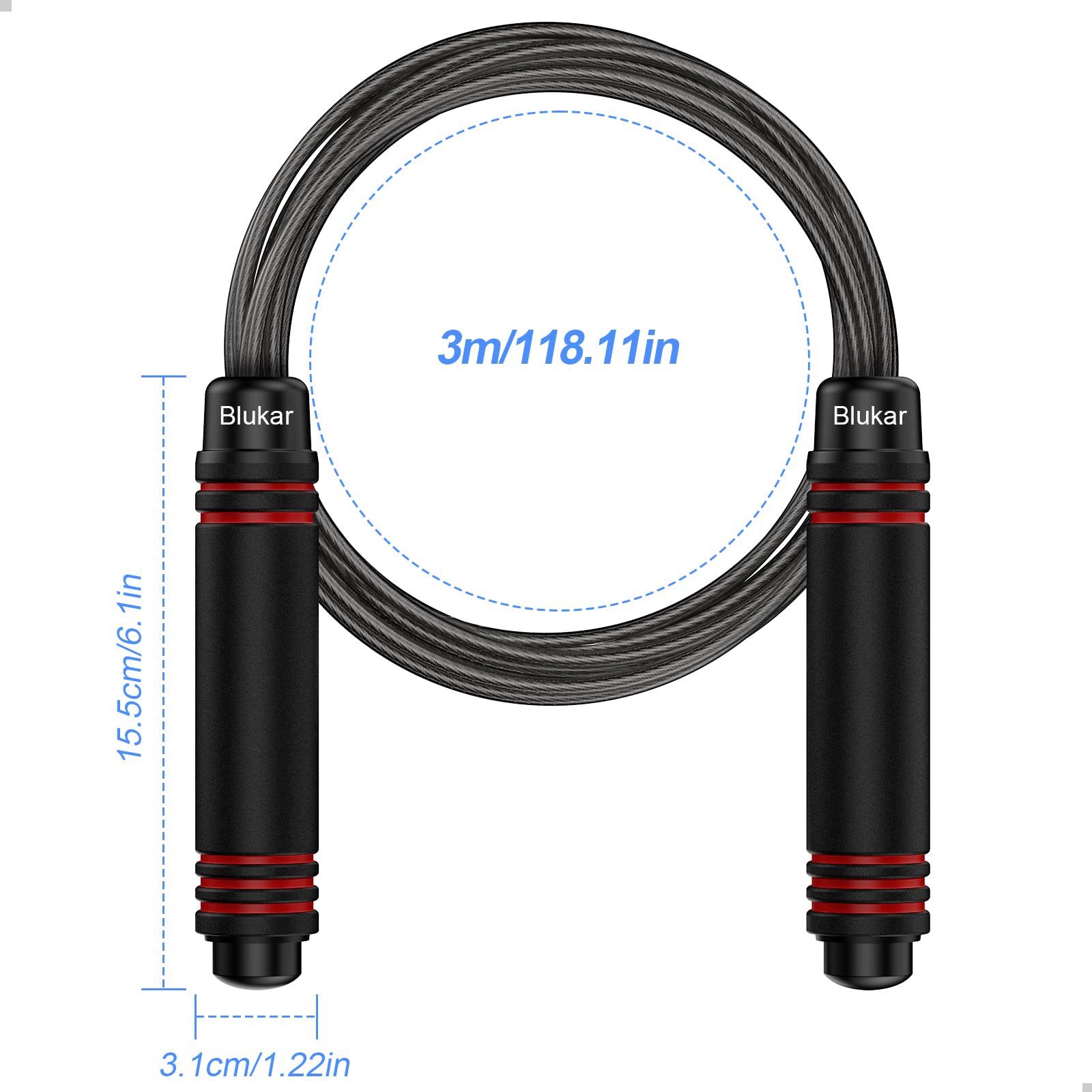 Blukar Jump Rope, Speed Skipping Jumping Rope Tangle-free Adjustable