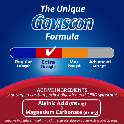Gaviscon Extra Strength Tablets - 60 Count - Chewable Foaming Antacid Tablets for Day and Night Heartburn Relief, Acid Reflux and GERD relief, Butterscotch - Free of Aluminum, Lactose and Gluten 🍁 All In One Marketplace Canada