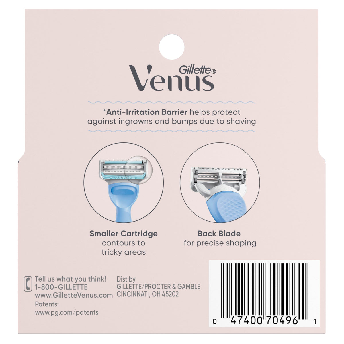 Gillette Venus for Bikini Pubic Hair and Skin, Womens Razors, 4 Razor Blade Refills for Intimate Grooming