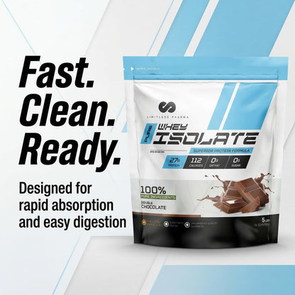 Limitless Pharma Pure Whey Isolate Powder | 27g Protein & 6g BCAAs Per Serving | Sugar-Free, Gluten-Free, Low Carb | 74 Servings, 5LB (Vanilla)