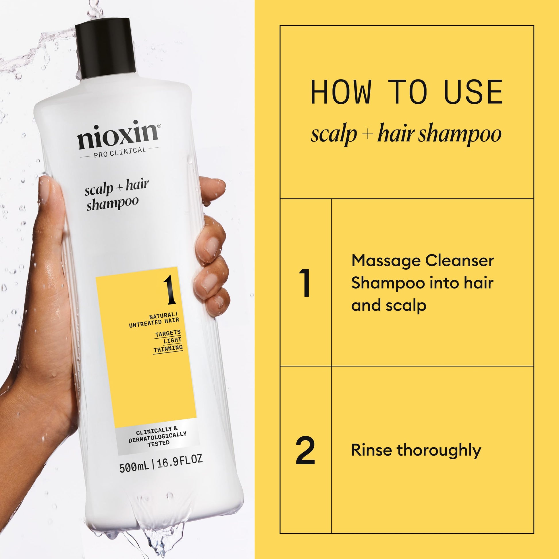 Nioxin System 1 Scalp + Hair Thickening Shampoo | For Natural Hair with Light Thinning | Strengthen Against Breakage with Niacinamide & Biotin | 16.9 Fl Oz NIOXIN