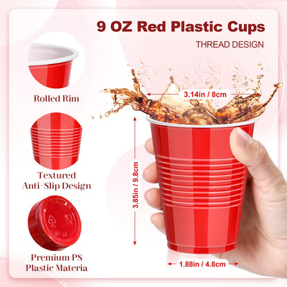 100 Pcs 9 Oz Red Plastic Cups, Disposable Party Cold Hot Drinking Bulk Cups 🍁 All In One Marketplace Canada
