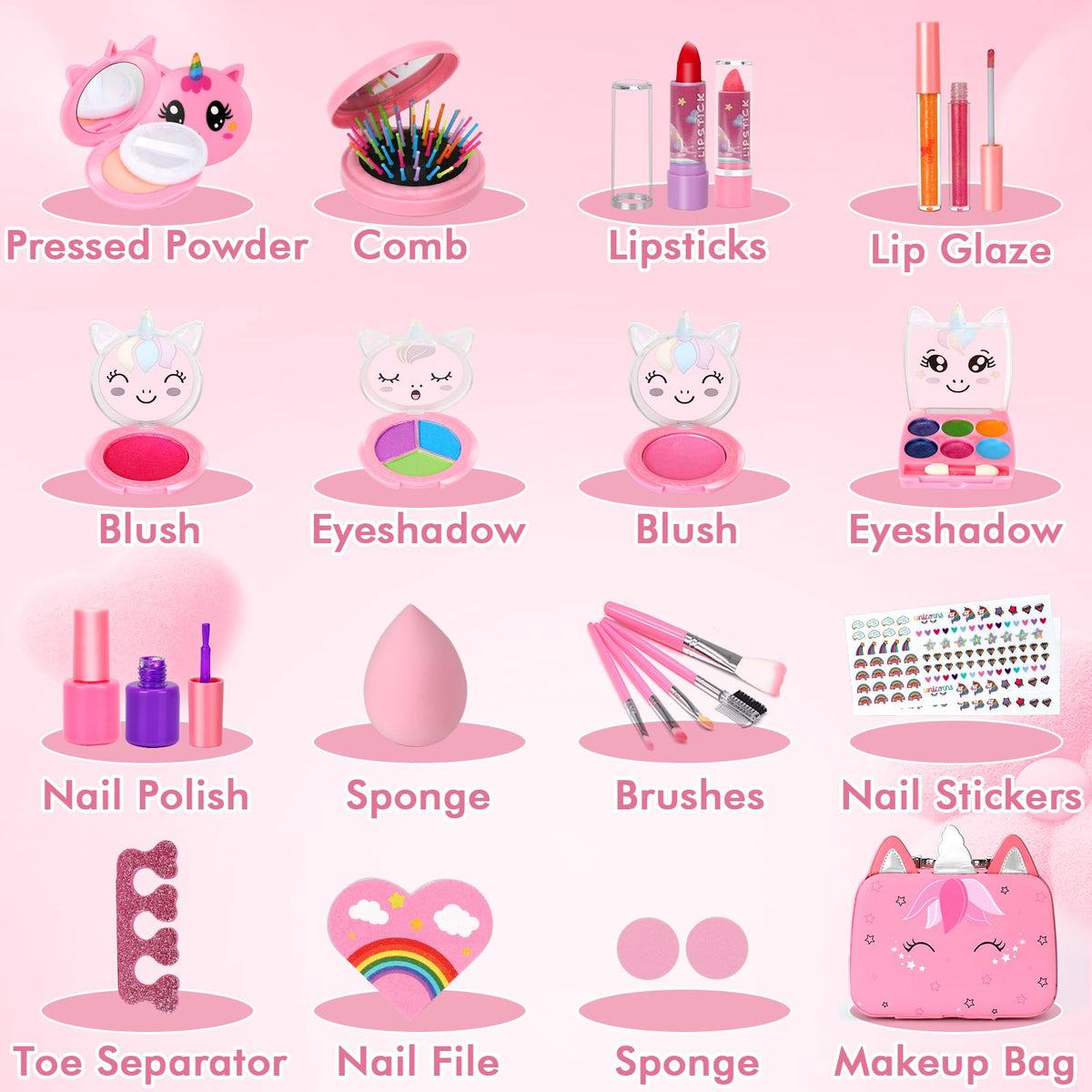 Kids Makeup Kit for Girls Toys, Teensymic Washable Girl Makeup Kit Gifts for Kids Make up Set Real Makeup for Kid Little Princess Christmas Birthday Gifts Toys for 3 -12 Year Old 🍁 All In One Marketplace Canada
