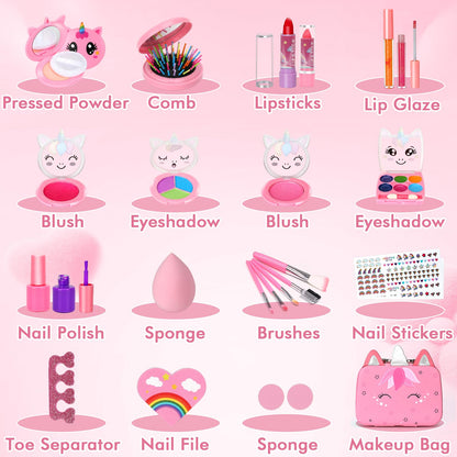 Kids Makeup Kit for Girls Toys, Teensymic Washable Girl Makeup Kit Gifts for Kids Make up Set Real Makeup for Kid Little Princess Christmas Birthday Gifts Toys for 3 -12 Year Old 🍁 All In One Marketplace Canada