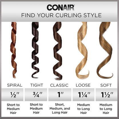 Conair Double Ceramic 1 1/2-Inch Curling Iron, 1 ½ inch barrel produces soft waves – for use on medium and long hair, Hair curler