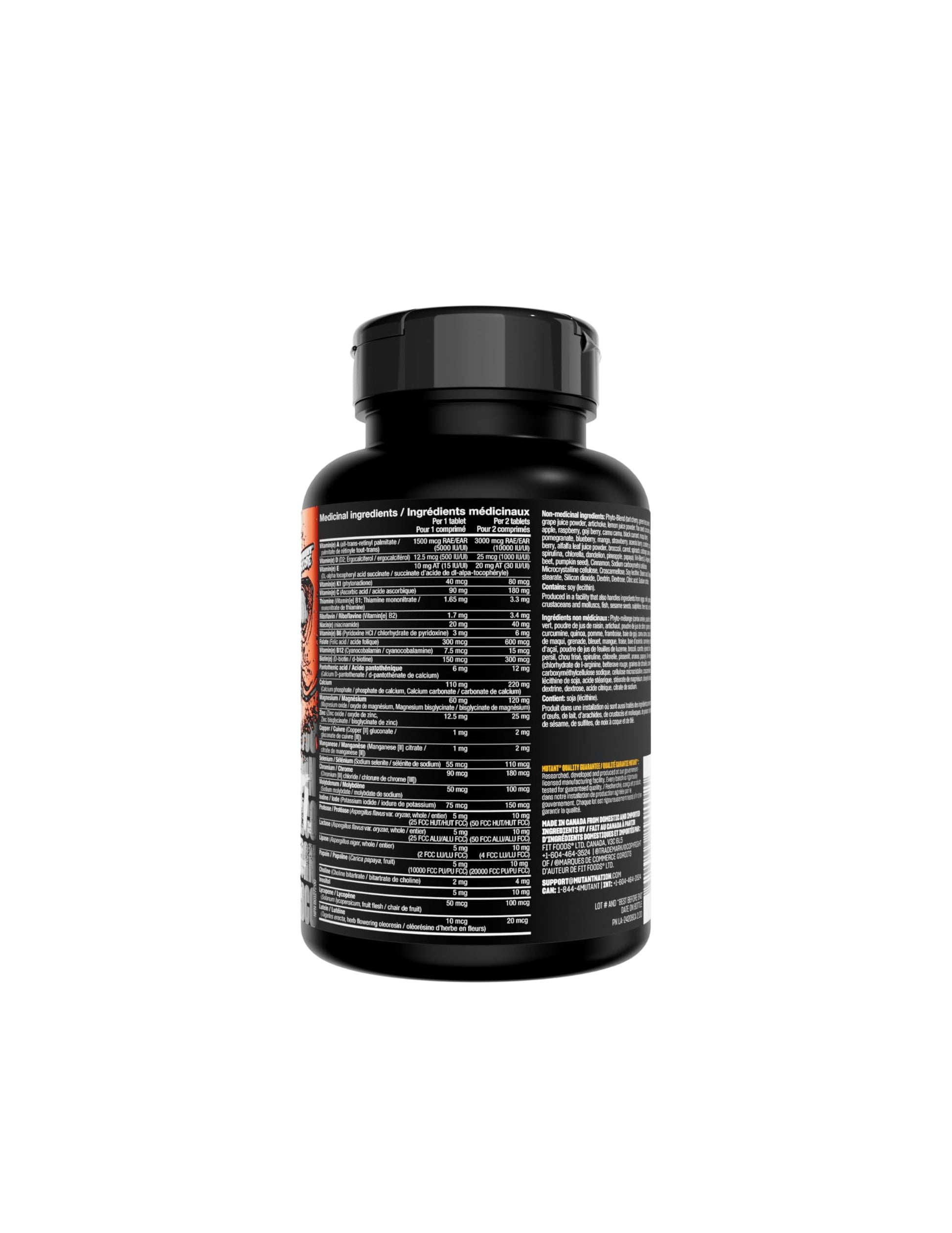 MUTANT Multi Vitamins - Men's Multivitamin for Hardcore Athletes & Body Builders, Supports Muscle Function, Energy Metabolism, Immune Health with 70 Vitamins Minerals Antioxidants (60 Caplets, CA) - Available at All In One Marketplace Canada