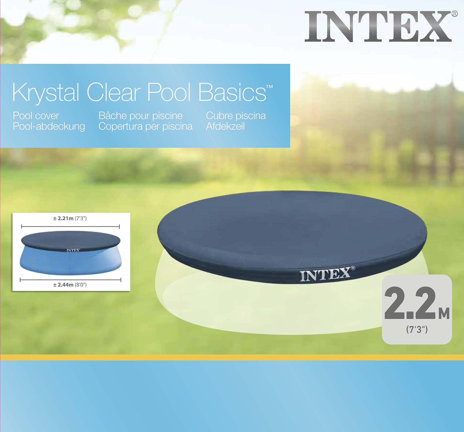 Intex Easy Set Pool Cover - 8 FT for Easy Set Inflatable Pools - 28020E Pool Cover - Includes Rope Tie, Drain Holes, Snug Fit to Protect Water from Bugs, Scum, and Evaporation