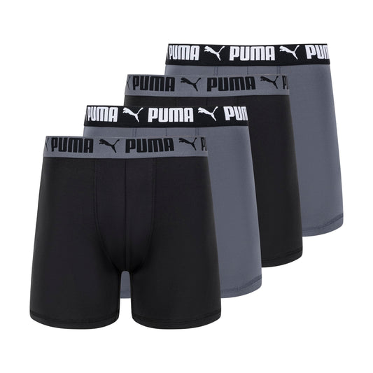 Puma Men's 4 Pack Active Stretch Boxer Briefs, Black/Grey, Medium 🍁 All In One Marketplace Canada