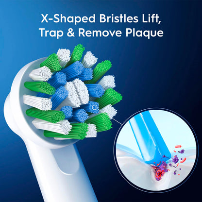 Oral-B CrossAction XFilaments Electric Toothbrush Replacement Brush Heads Refill, White, 3 Count