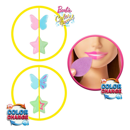 Barbie Doll Styling Head, Blonde Hair with 20+ Hair Styling Accessories Including Star & Butterfly Color Change Hair Clips Barbie