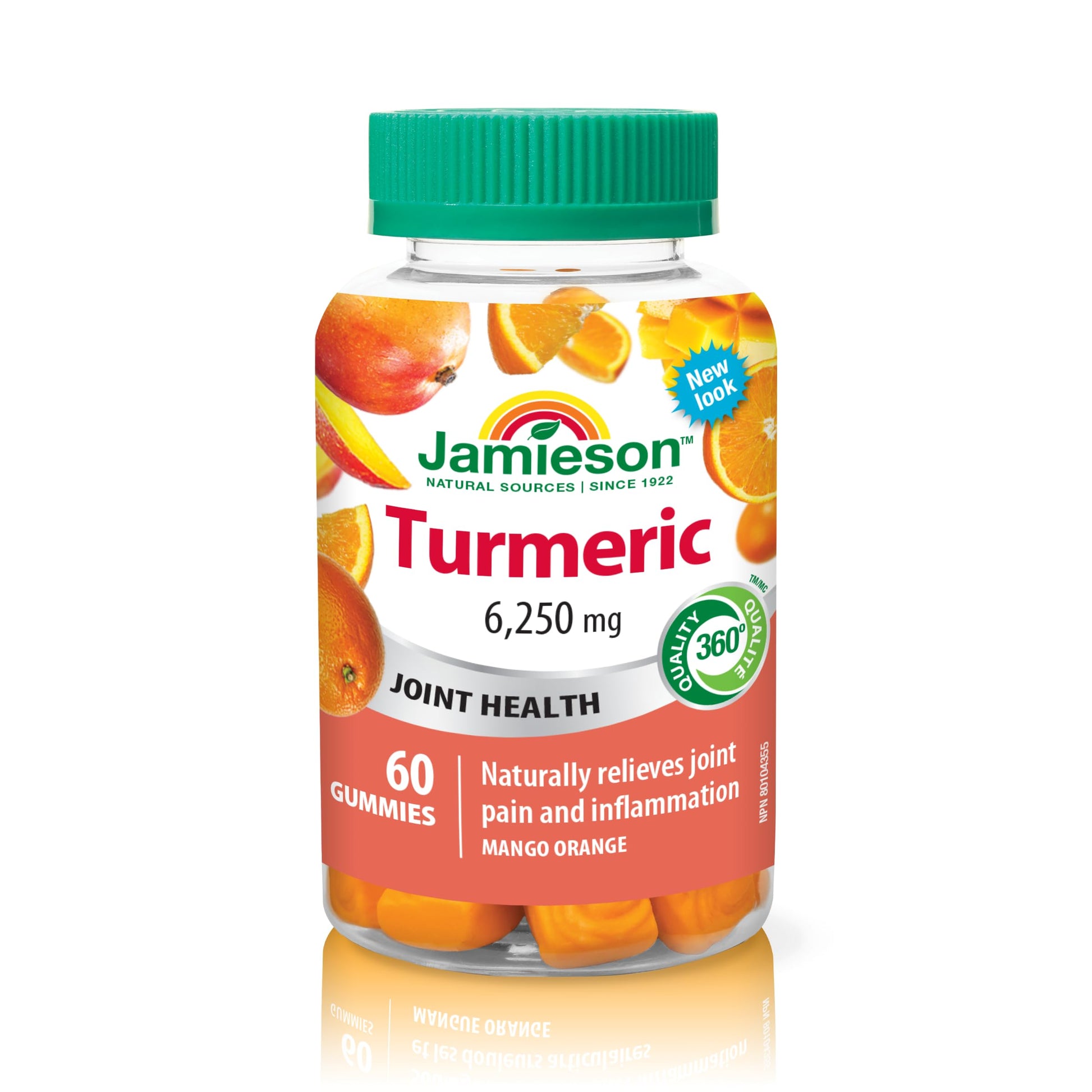 Jamieson Turmeric Gummies Mango Orange Flavour, Provides Natural Joint Pain Relief and Supports Inflammation, Potent Antioxidant. Vegetarian, Non-GMO, Gluten-Free, No Artificial Colours, or Flavours, 60 Count, Proudly Canadian - Available at All In One Marketplace Canada