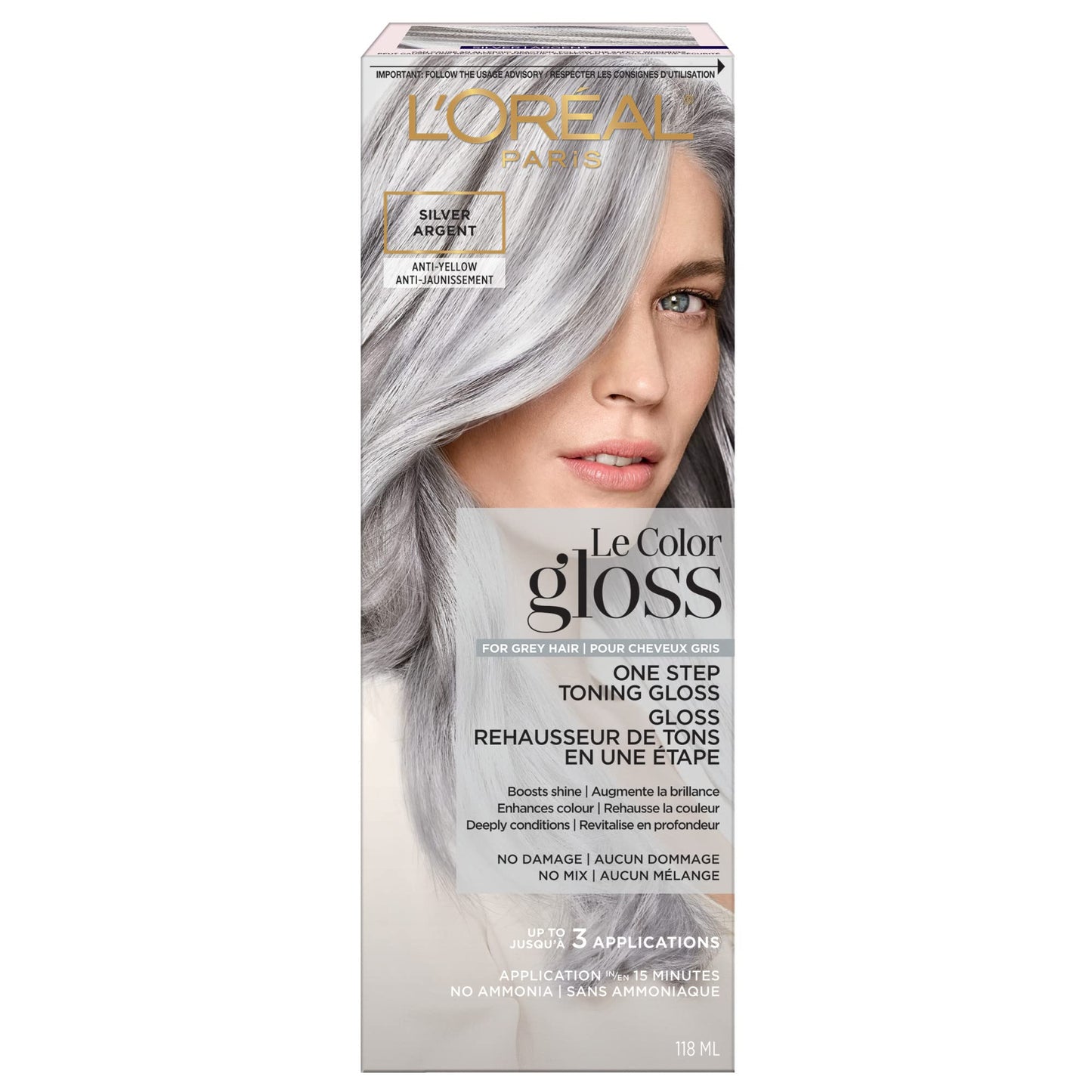 L'Oreal Paris Le Color Gloss One Step Toning Hair Gloss Treatment, Silver, Enhance Your Shine with this Semi Permanent Hair color, 1 Kit 🍁 All In One Marketplace Canada
