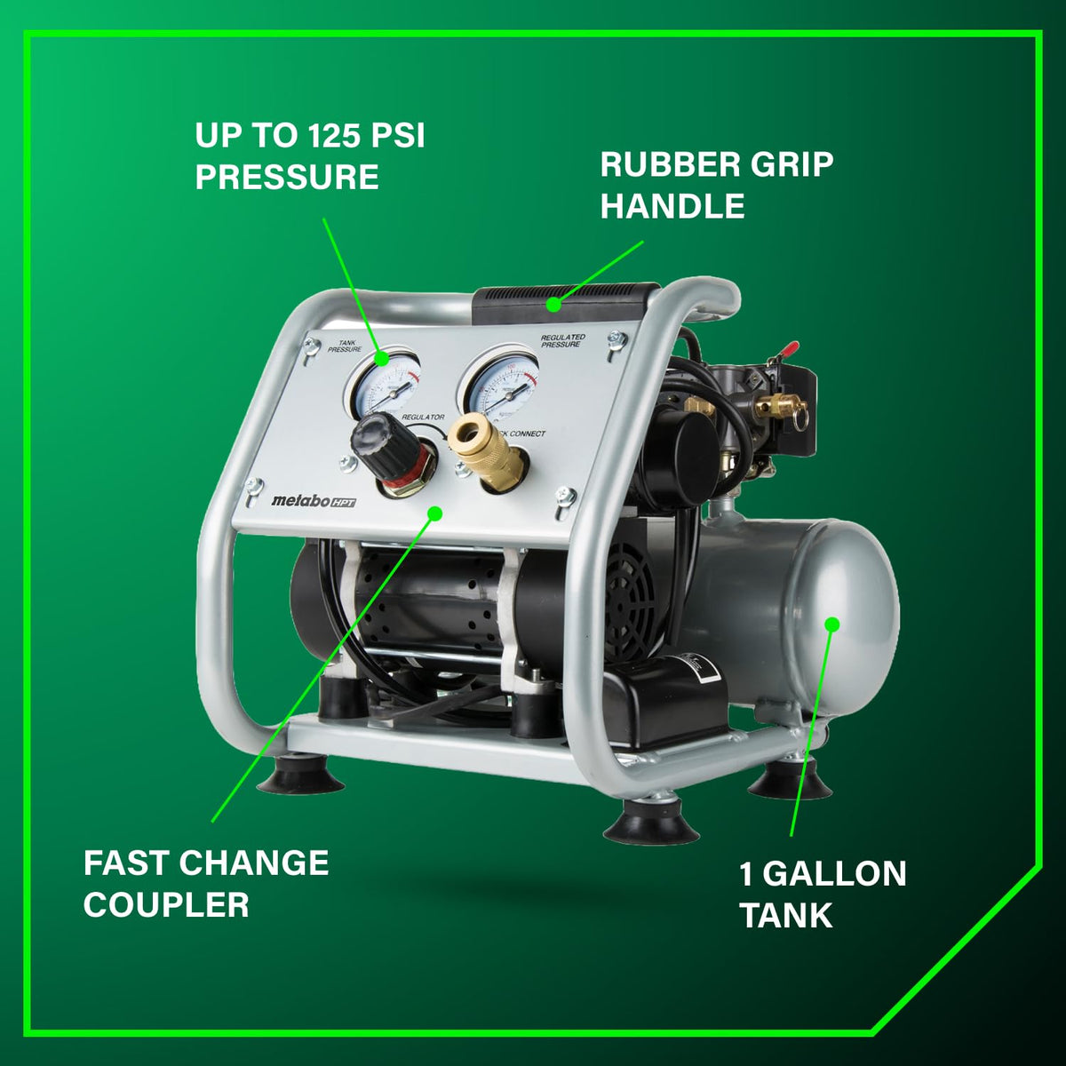 Metabo HPT Quiet Air Compressor | 125 PSI | 1 Gallon | EC28MM