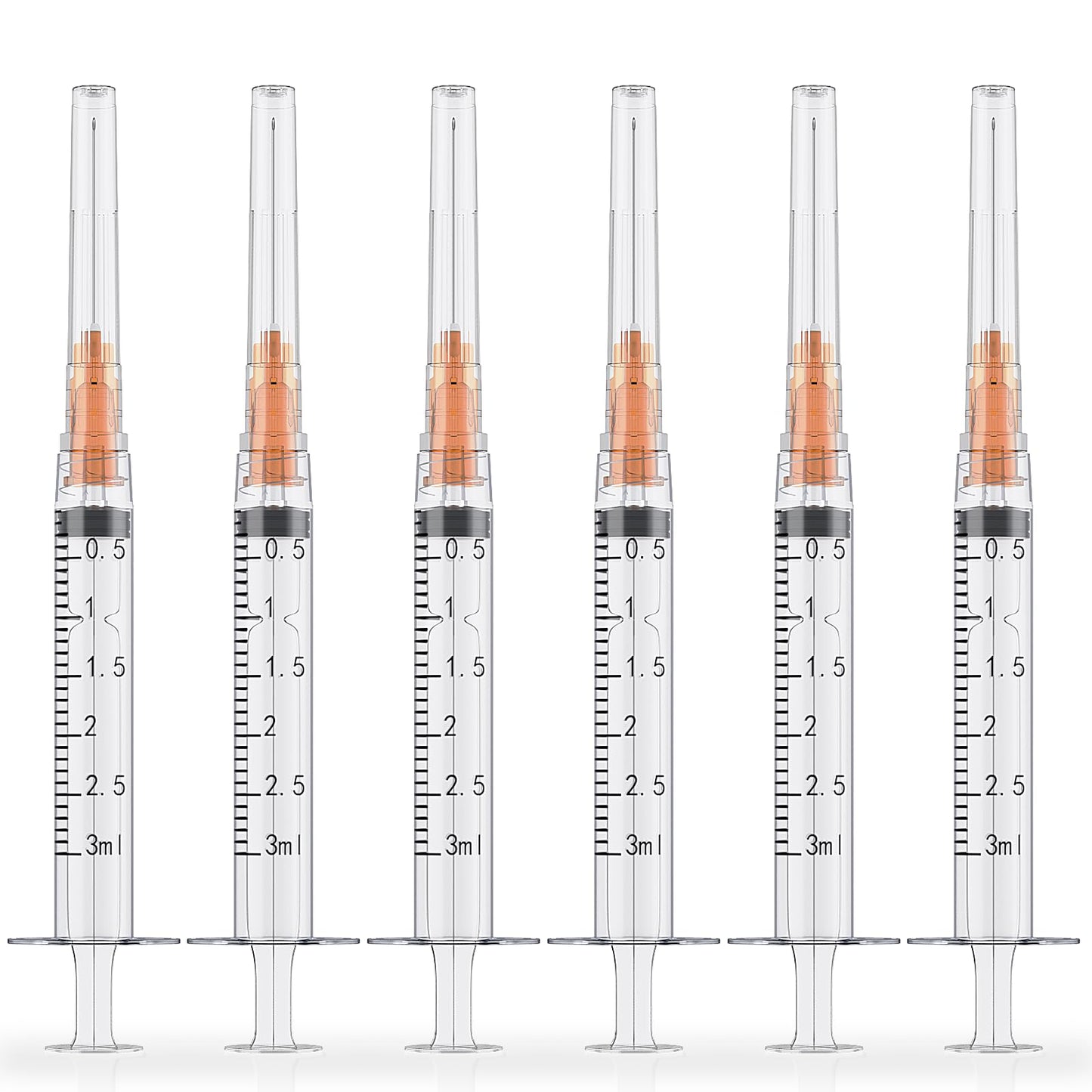 3ml Luer Lock Syringes with 25 Gauge 1 Inch Needles, Luer Lock Disposable Accessories for Lab, Pack of 25