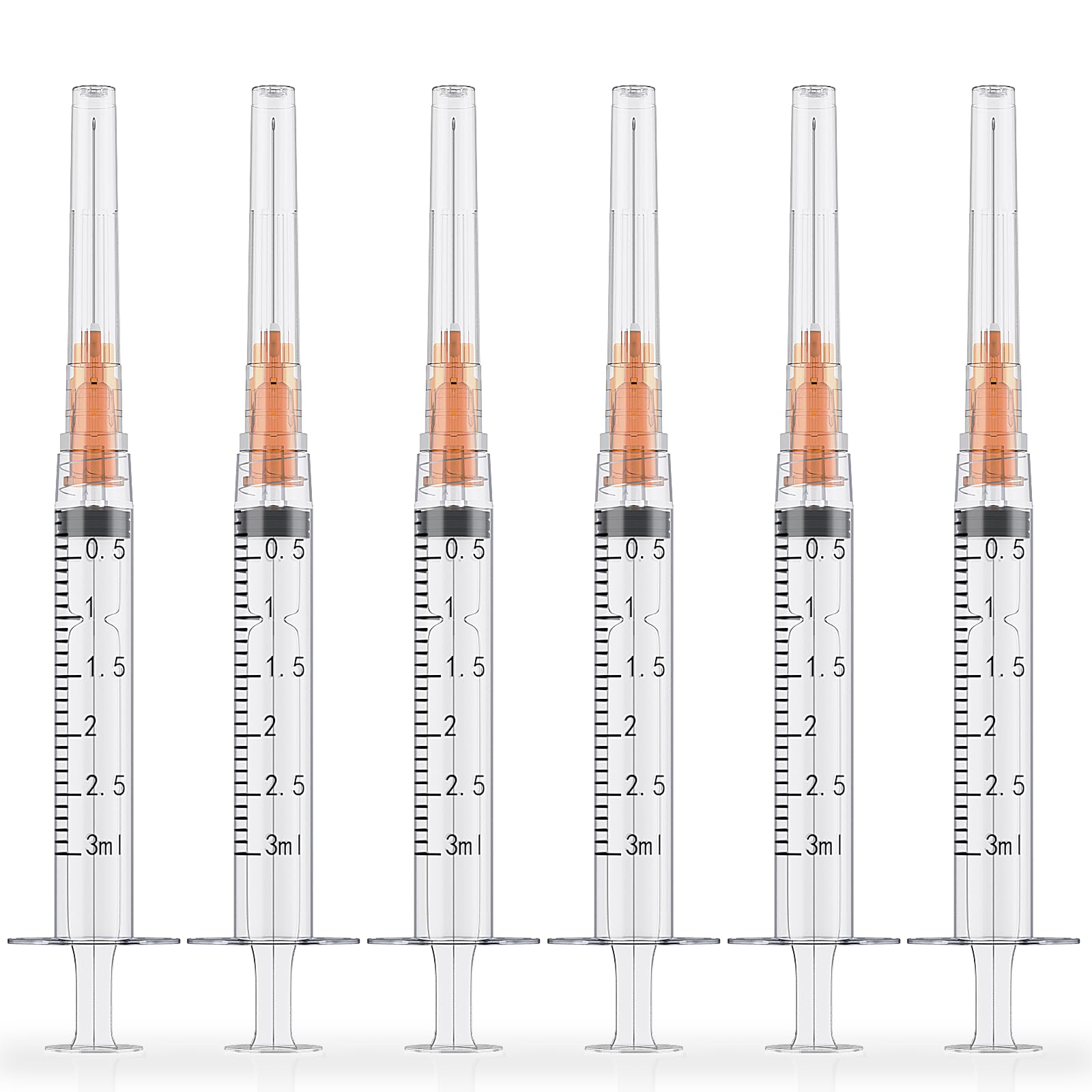 3ml Luer Lock Syringes with 25 Gauge 1 Inch Needles, Luer Lock Disposable Accessories for Lab, Pack of 25