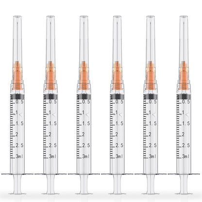 3ml Luer Lock Syringes with 25 Gauge 1 Inch Needles, Luer Lock Disposable Accessories for Lab, Pack of 25