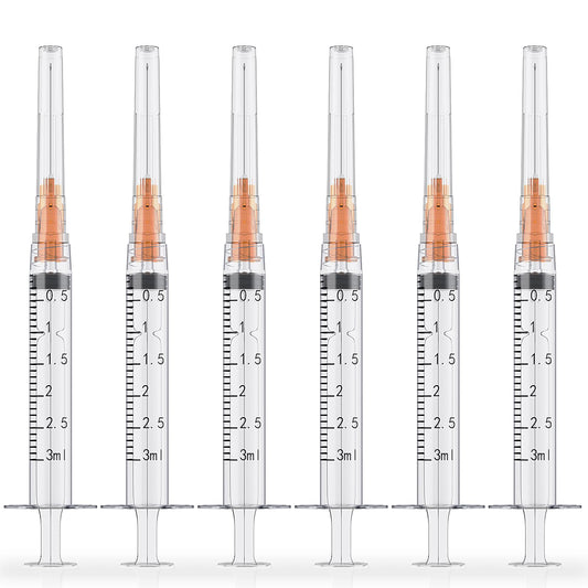 3ml Luer Lock Syringes with 25 Gauge 1 Inch Needles, Luer Lock Disposable Accessories for Lab, Pack of 25