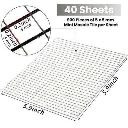 SOUJOY 36000 Pieces Mirror Mosaic Tiles, 5 x 5 mm Self Adhesive Mirror Stickers, Real Glass Mini Square Mirrors, Disco Ball Stickers for Crafts DIY Home Decorations, Christmas 🍁 All In One Marketplace Canada