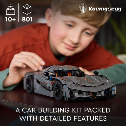 LEGO Technic Koenigsegg Jesko Absolut Grey Hypercar, Sports Car Building Toy Set for Boys and Girls, Vehicle Racing Car for Kids, Buildable Model Kit, Sports Car Toy, Motor Enthusiasts’ Gift, 42173 LEGO