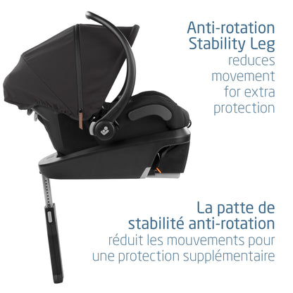 Maxi Cosi Mico Infant Car Seat Base - Compatible with All Mico Infant Car Seats, Adjustable, Anti-Rotation Stability Leg, Integrated Belt Lockoff, Self-Retracting One-Click UAS System, Black Maxi-Cosi