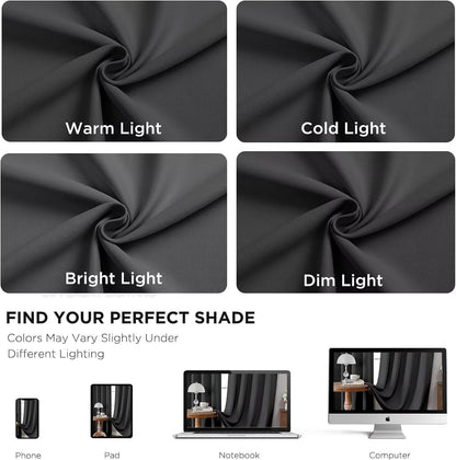 Joydeco Blackout Curtains for Bedroom 2 Panels Set (52"W x 84"L, Dark Grey) Joydeco
