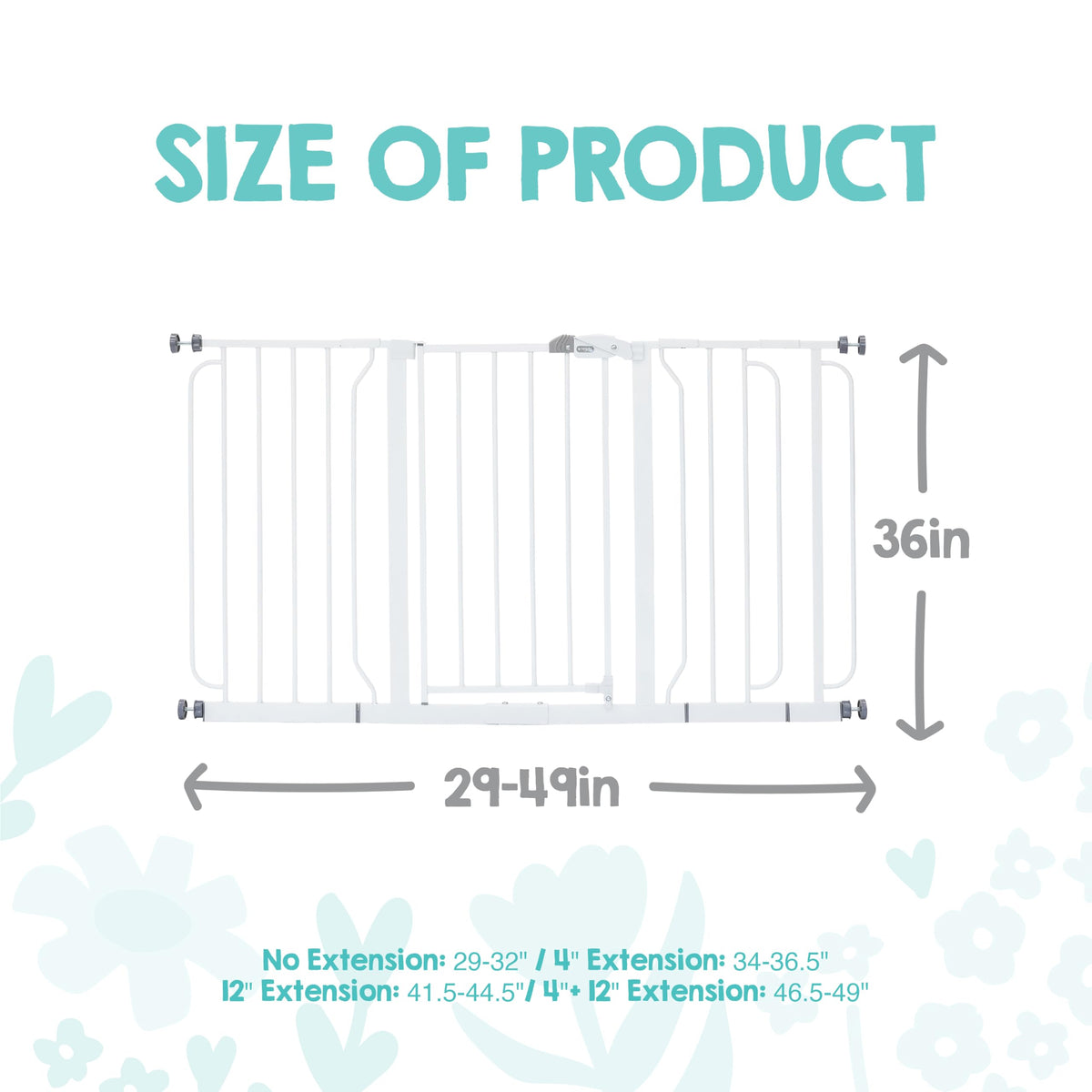 Regalo 37-Inch Extra Tall and 49-Inch Wide Walk Thru Baby Gate, Includes 4-Inch and 12-inch Extension Kit, 4 Pack of Pressure Mount Kit and 4 Pack of Wall Mount Kit