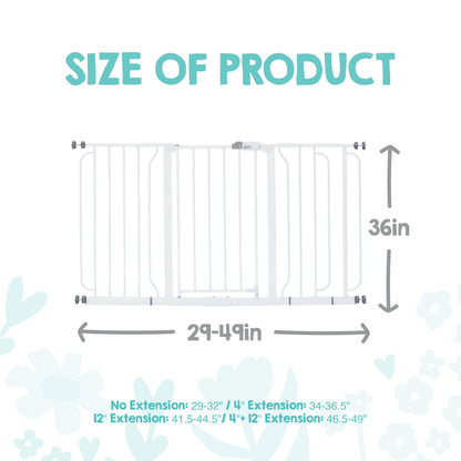 Regalo 37-Inch Extra Tall and 49-Inch Wide Walk Thru Baby Gate, Includes 4-Inch and 12-inch Extension Kit, 4 Pack of Pressure Mount Kit and 4 Pack of Wall Mount Kit