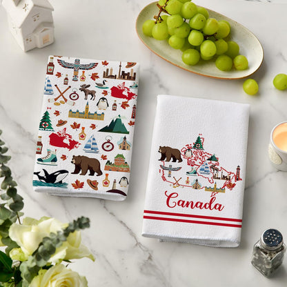 Artoid Mode Canada Maple Leaf Souvenirs Gifts Kitchen Towels Dish Towels, 18x26 Inch Canada Day Holiday Home Decoration Hand Towels Set of 2 🍁 All In One Marketplace Canada