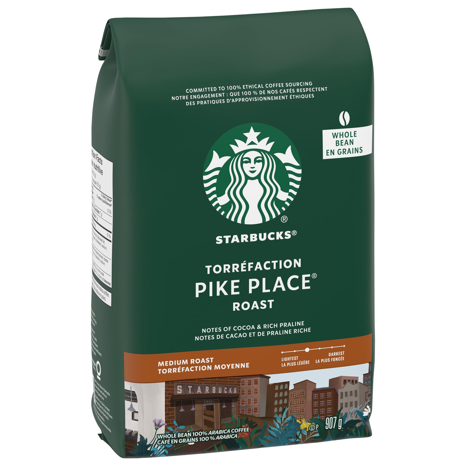 Starbucks Pike Place Medium Roast Whole Bean Coffee, 907g